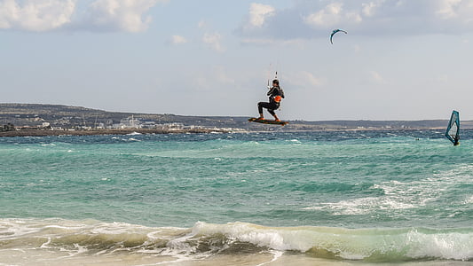 Kitesurfing, sport, surfing, sjøen, Extreme, surfer, hopping