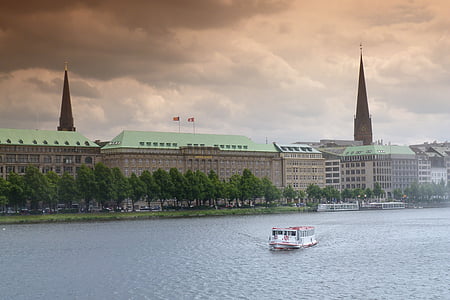 Hamburg, Alster, binnenalster, Nemčija, trajekt, vode