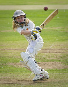 Cricket, frappeur, pâte, jeune fille, Junior, sport, bat