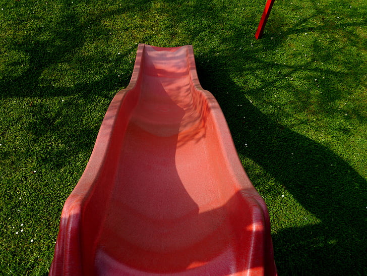Slide, Lekplats, röd, lekset, kul, barnens, barn