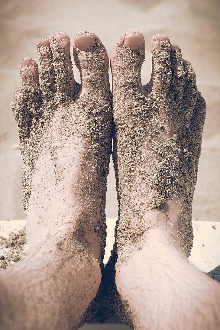 Beach, noge, počitnice, sproščujoče, pesek