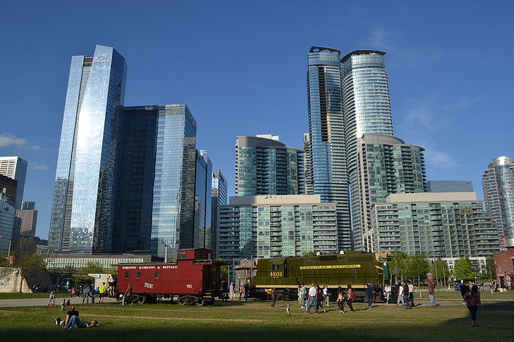 Toronto, skyline, byen, Canada, kanadiske, sentrum, skyskraper