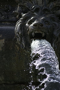 噴水, ライオン, 水, 記念碑, シュトゥットガルト, シュロスプラッツ, 観光
