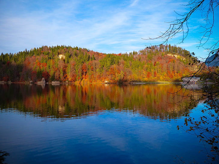 musim gugur, hechtsee, Tyrol, bergsee, ikan, kenaikan, pemulihan