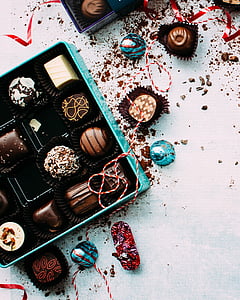 各种, 巧克力, 里面, 框, 食品, 糖果, 甜点