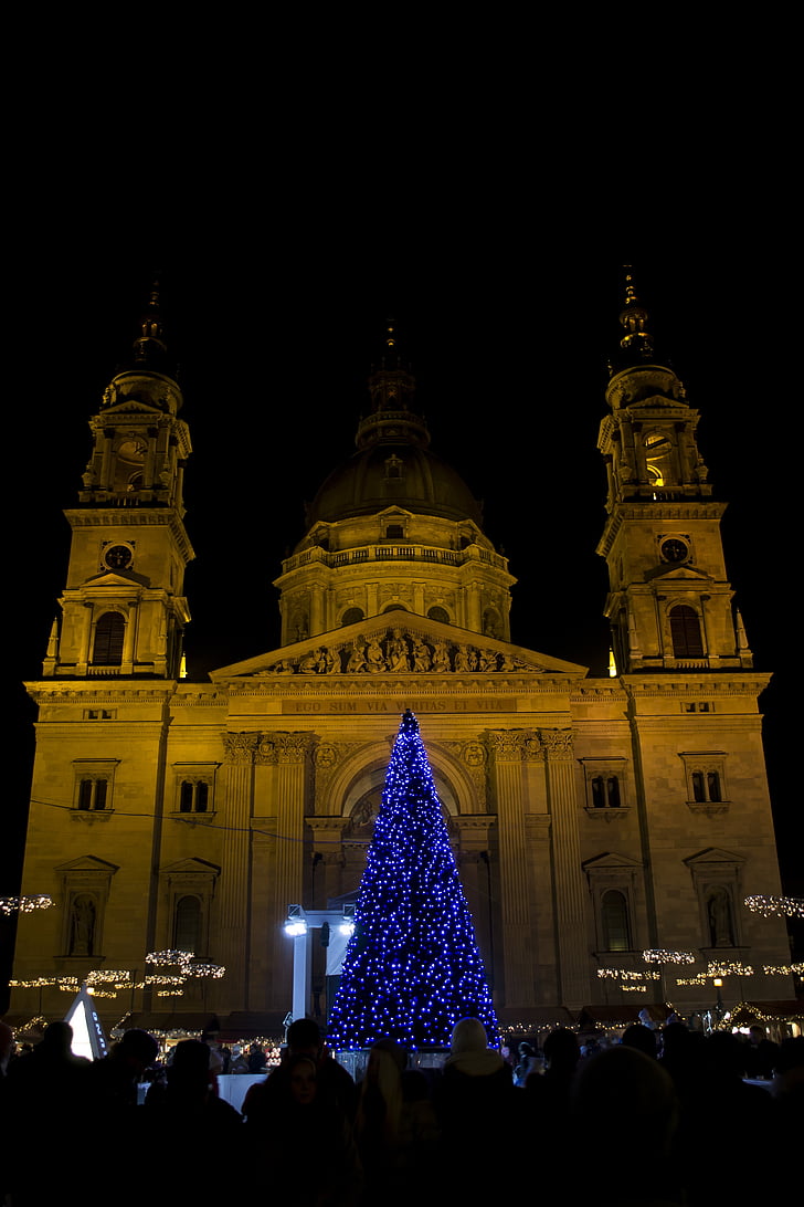 Basilica, Budapest, Natale, legno, illuminazione, Colore, bagliore