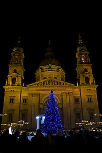 Basílica, Budapest, Navidad, madera, iluminación, Color, resplandor