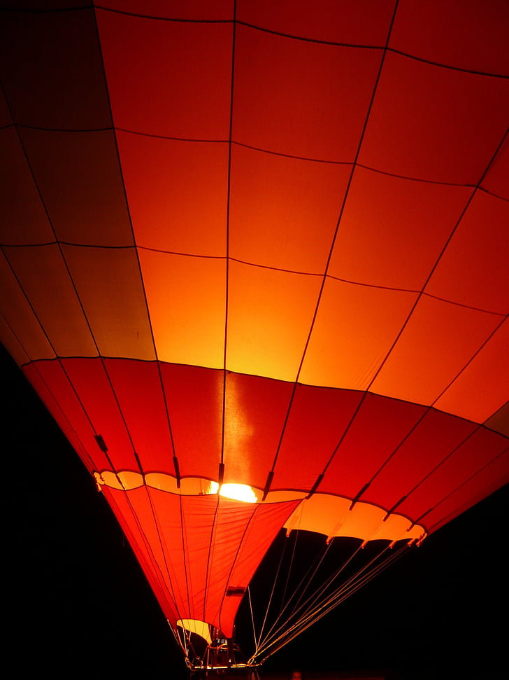 fotografija, oranžna, črna, vroče, zraka, balon, balon na vroč zrak