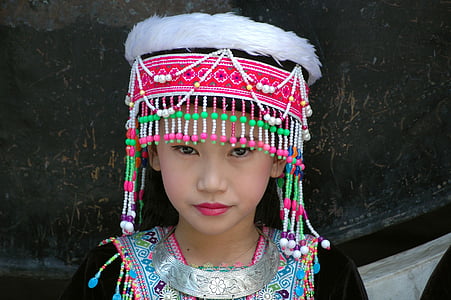 Thailand, kostym, Flicka, kvinna, ansikte, folklore, porträtt