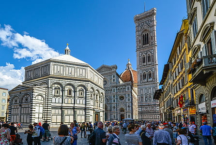 Florens, Duomo, tornet, Baptistry, klocktornet, Piazza, Italien