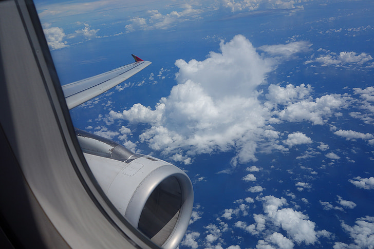 taivas, kone, pilvi, matkustaa, lentokone, kuivata ajokki, kaupallisen lentokoneen