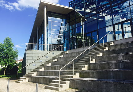 stadthalle, germany, architecture, stairs, building, gradually, facade