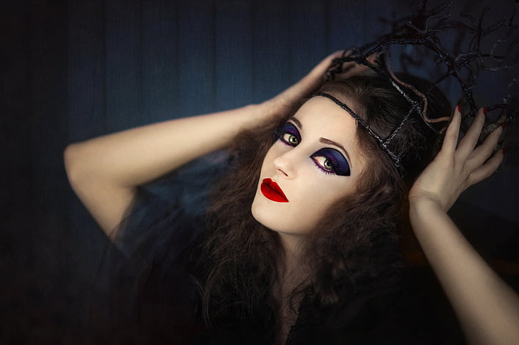 woman, girl, halloween, crown, the witch, vampire, black
