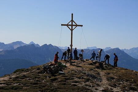 Summit cross, pegunungan, Salib, alam, Hiking, sudut pandang