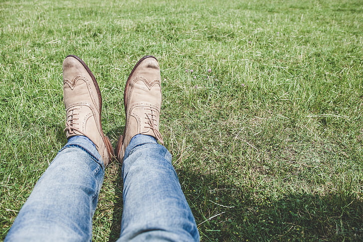 ноги, поле, взуття, трава, газон, ноги, людина