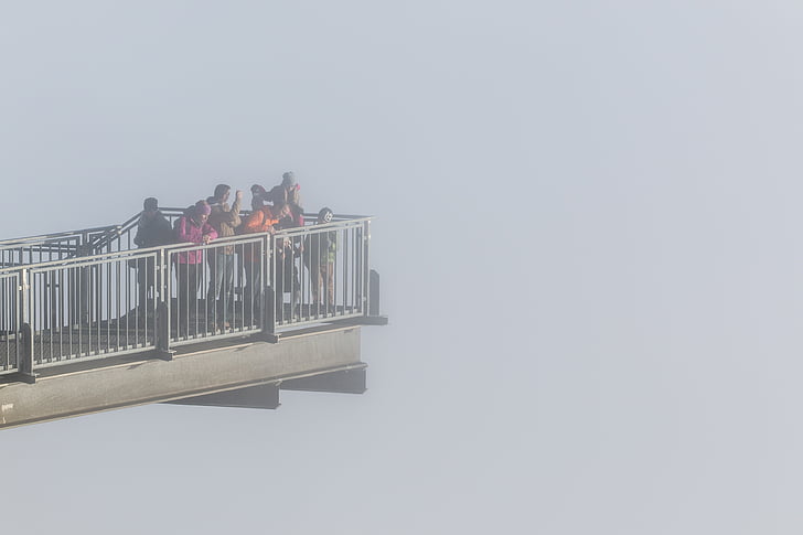 Skywalk, ψηλό τοίχο, άτομα, Προβολή, ανθρώπινη, σύννεφα, ουρανός