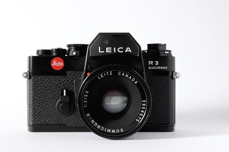 analoge, kameraet, Leica, Studio, produkt, hvit, linsen