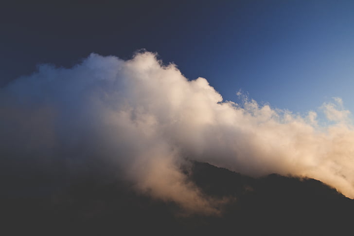 Foto, Blanco, Nimbus, nubes, Arriba, montaña, naturaleza