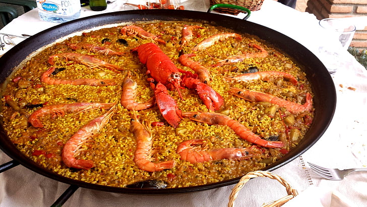 paella, lobster, rice, food, cooking Pan, meal, cooking