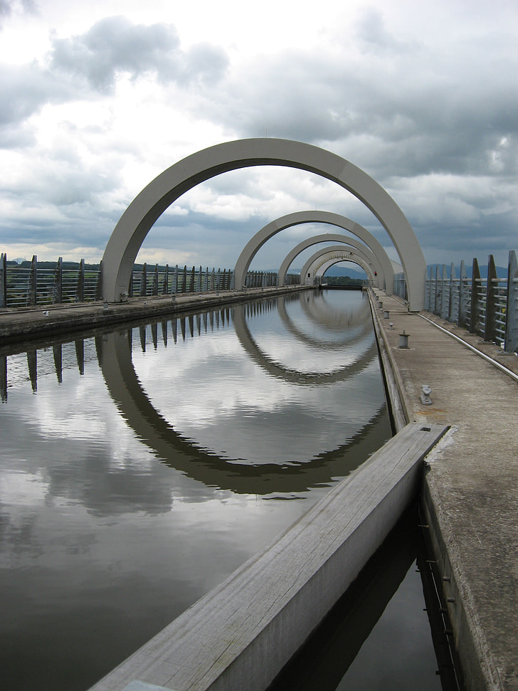 canal, roda de Falkirk, transport, massiva, rotació, arquitectura, Enginyer