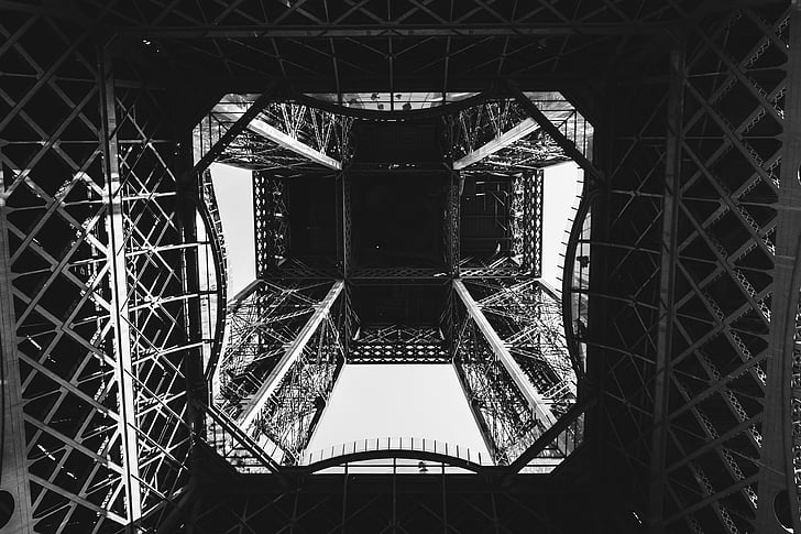 tārps, s, acs, skats, pelēktoņu, fotogrāfija, Eiffel