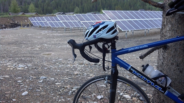 cykel, solpaneler, Sol garden, sagsøge, bæredygtig, vedvarende, cykel