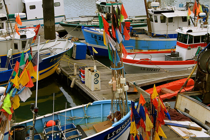 rybárske plavidlo, more, Atlantic, Port, Francúzsko