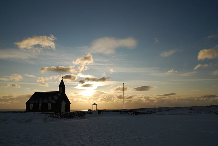 Islandia, puesta de sol, paisaje, Islandés, cielo, Scenic, espectacular