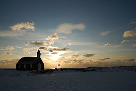 Island, Západ slunce, krajina, Islandština, obloha, malebný, dramatické