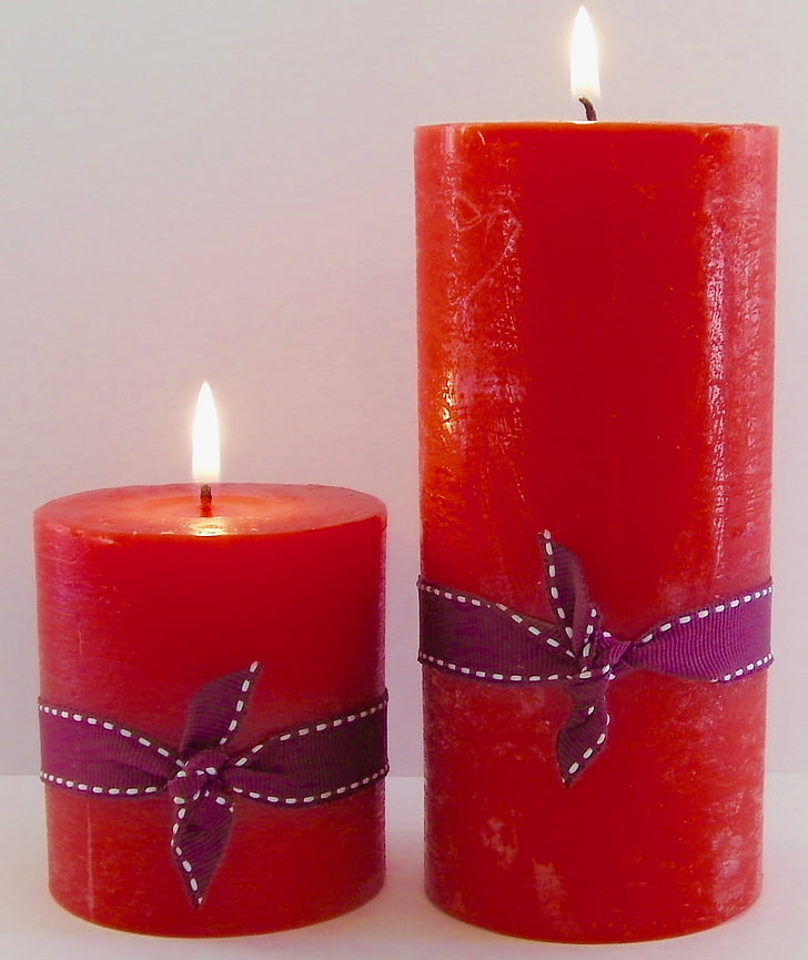 candles, tall and short, red
