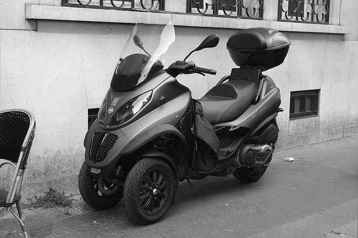 paris, france, scooter, mp3, motorcycle, transportation, street