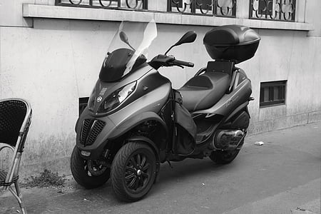 Parijs, Frankrijk, scooter, MP3, motorfiets, vervoer, Straat