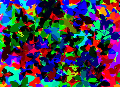 flera fjärilar, färgade, dekoration, bakgrunder, abstrakt, flerfärgade, konfetti