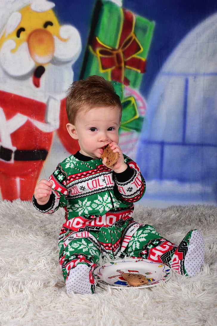 Weihnachten, Cookie, Kind, Snack