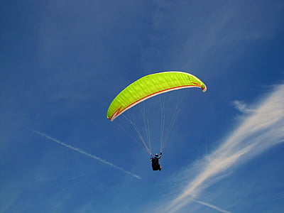 fliegen, Paragliding, Segelflugzeug, Himmel, Blau, Wolke, blauer Himmel
