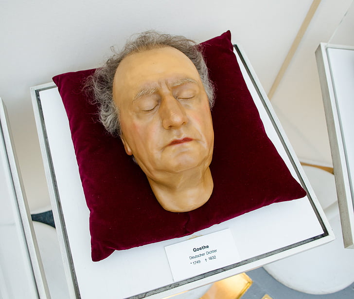Johann, Wolfgang, Goethe, død maske, voksfigur, gipsadruck, ansigt