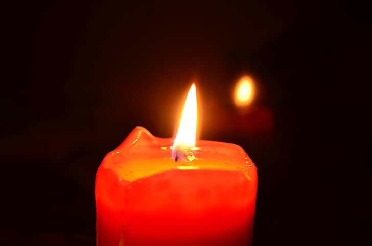 candle, burns, reflection, red candle, black, red