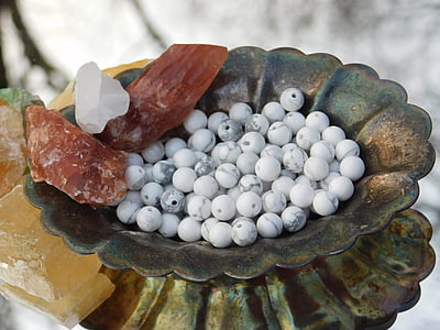 turquesa blanco, cristal, turquesa, piedras preciosas, piedras preciosas, granos de, joyería