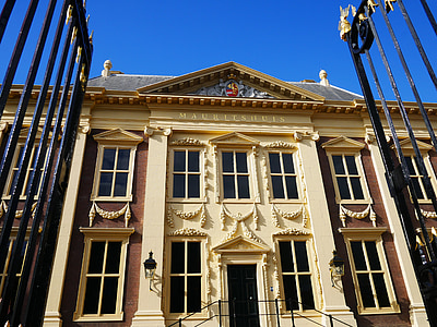 Mauritshuis, bảo tàng, The hague, lối vào, bầu trời xanh, xây dựng, Đài tưởng niệm