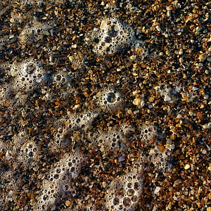 espuma de, arena, agua, Playa, golpe, patrón de, fondos