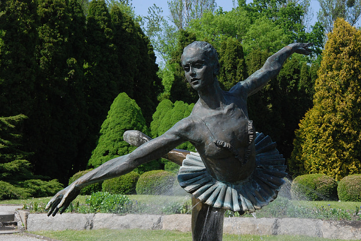 Fontana, kip, balerina, parka, skulptura, vrt