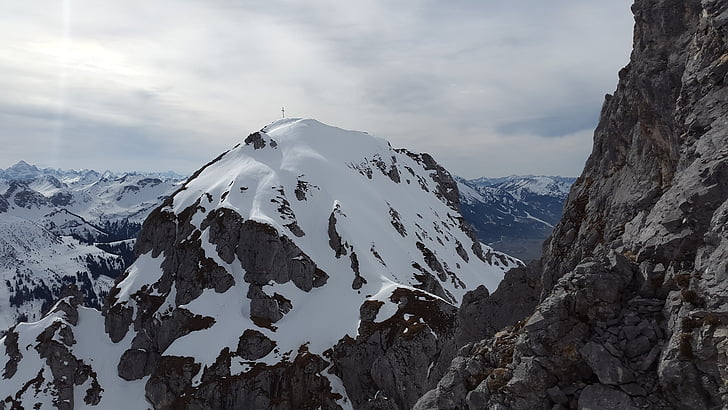 κόκκινο flüh, tannheimer Όρη, αλπική, βουνά, Εμφάνιση, στις Άλπεις Allgäu, τοπίο