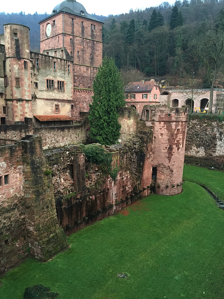 Heidelberg, Castle, Heidelberger schloss, linnus, Ajalooliselt, Baden Württembergi, lossi Vallikraavi