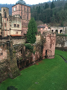 Heidelberg, Zamek, Heidelberger schloss, Twierdza, Historycznie, Badenia Wirtembergia, fosa zamku