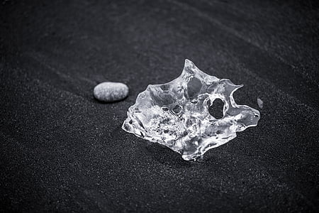 stone, sand, ice, black, white, black and white, nature