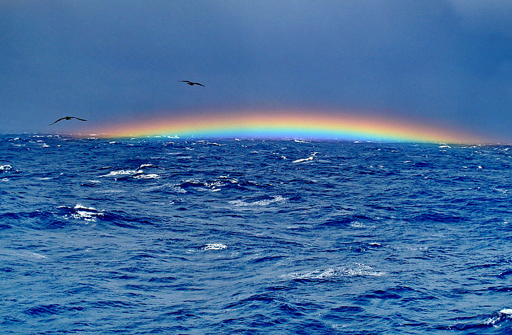 Bermudu trijstūris, varavīksne, okeāns, pirms viesuļvētras, vētra, acs no viesuļvētras, debesis