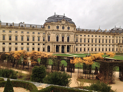 Würzburg, Residence, Zamek, ogród, Architektura, Bawaria, Historycznie