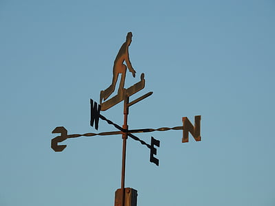 weather vane, north, south, direction, blue, sky