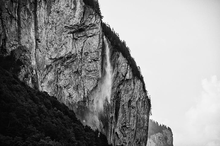 switzerland, waterfall, mountains