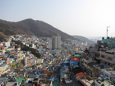 Busan, gamcheon, kulturális falu, utazás, táj, Eladó lakások, haza